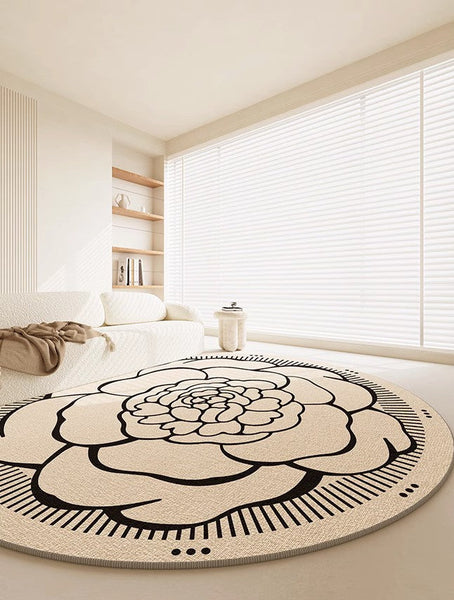 Modern Rug Ideas for Living Room, Bedroom Modern Round Rugs, Dining Room Contemporary Round Rugs, Circular Modern Rugs under Chairs-Grace Painting Crafts