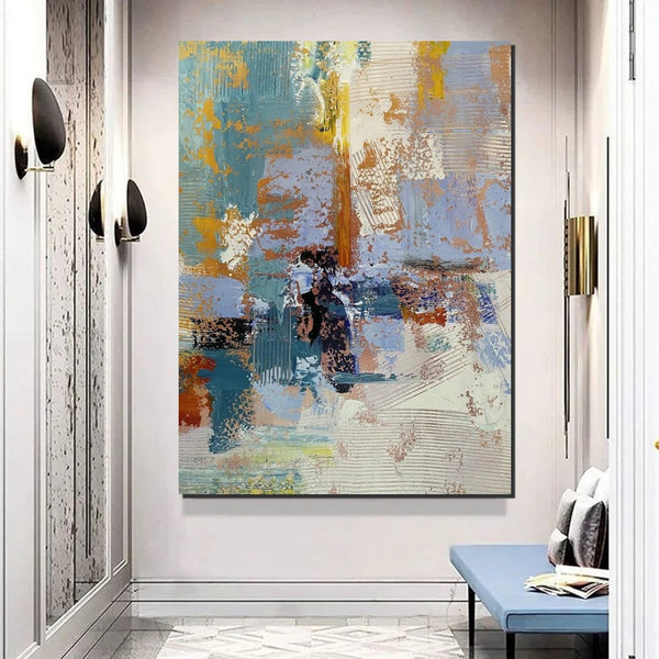 Acrylic Abstract Painting Behind Sofa, Acrylic Painting for Sale, Large Painting on Canvas, Living Room Wall Art Paintings, Buy Paintings Online-Grace Painting Crafts
