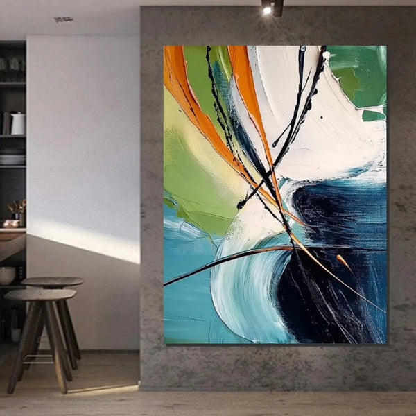 Dining Room Canvas Painting, Contemporary Modern Artwork, Large Canvas Painting for Office, Simple Modern Acrylic Paintings-Grace Painting Crafts