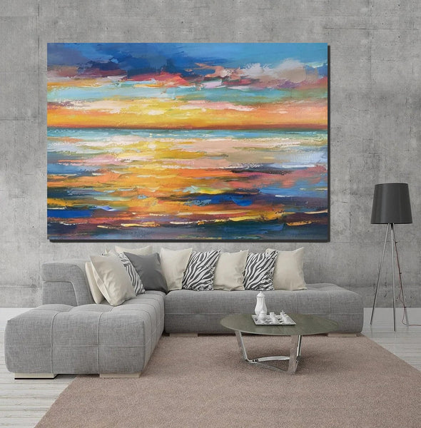 Hand Painted Acrylic Painting, Original Landscape Paintings, Wall Painting for Living Room, Canas Paintings for Dining Room-Grace Painting Crafts