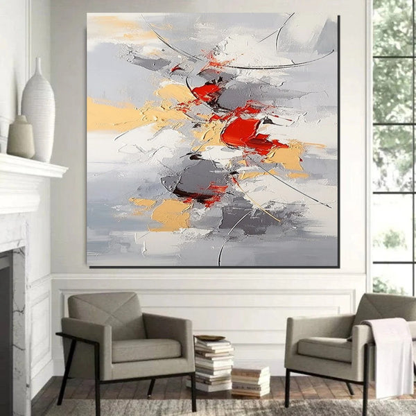 Canvas Paintings for Living Room, Large Wall Art for Bedroom, Simple Modern Art, Contemporary Art on Canvas, Hand Painted Heavy Texture Paintings-Grace Painting Crafts