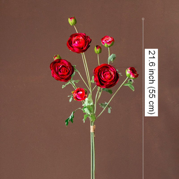 Bedroom Flower Arrangement Ideas, Red Ranunculus Asiaticus Flowers, Simple Modern Floral Arrangement Ideas for Home Decoration, Spring Artificial Floral for Dining Room-Grace Painting Crafts