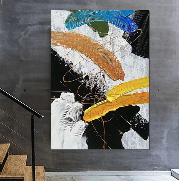 Palette Knife Paintings, Acrylic Paintings on Canvas, Bedroom Modern Wall Art Paintings, Abstract Painting for Living Room, Large Paintings Behind Sofa-Grace Painting Crafts