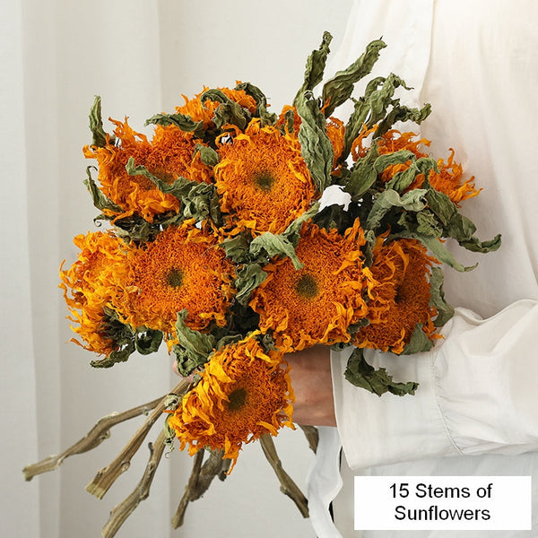 A Bunch of Sunflowers, Natural Decorations, Flower Arrangement, Handmade Artificial Flowers for Home Decor, Natural Dried Sunflower Stems-Grace Painting Crafts