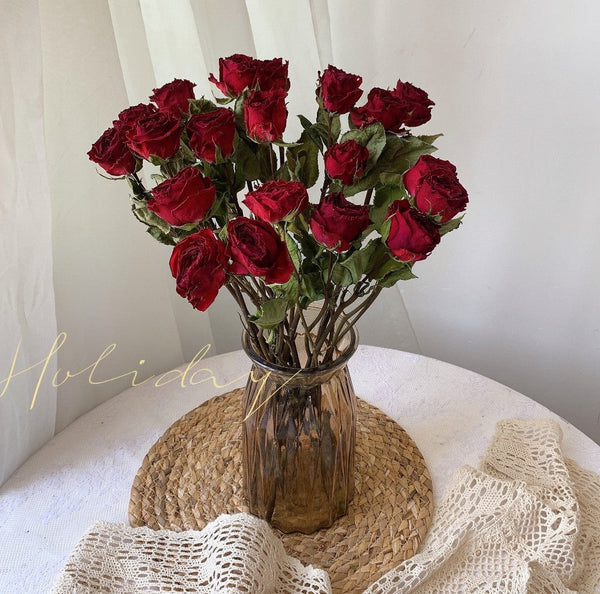 Rose Floral Bouquet, Dried Rose Flowers, Natural Dried Rose Flower Bunches, A Bunch Dried Rose Flowers, Red Yellow Purple Dried Rose Flowers-Grace Painting Crafts