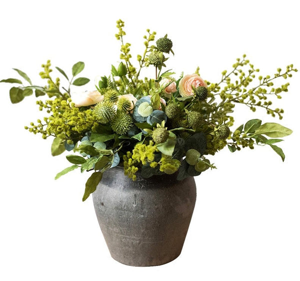 Spring Flower Arrangement for Living Room, Ranunculus Asiaticus, Globe Amaranth, Botany Plants, Beautiful Modern Flower Arrangement Ideas for Home Decoration-Grace Painting Crafts