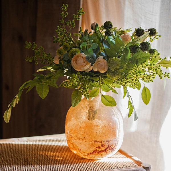 Spring Flower Arrangement for Living Room, Ranunculus Asiaticus, Globe Amaranth, Botany Plants, Beautiful Modern Flower Arrangement Ideas for Home Decoration-Grace Painting Crafts