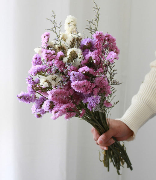 Dried Flowers, Flower Bunches, Dried Floral, A Bunch Dried Myosotis Flowers with Limoniums-Grace Painting Crafts