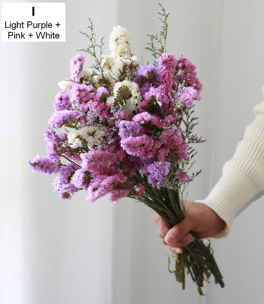 Natural Dried Flower Bunches, Dried Floral, Dried Flowers, A Bunch Dried Myosotis Flowers with Limoniums-Grace Painting Crafts