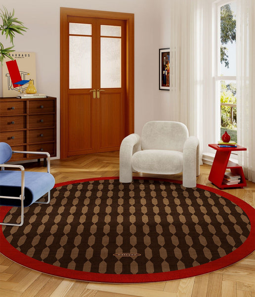 Geometric Modern Rugs for Living Room, Mid Century Circular Rugs for Bedroom, Abstract Contemporary Round Rugs under Chairs, Modern Rugs for Dining Room-Grace Painting Crafts