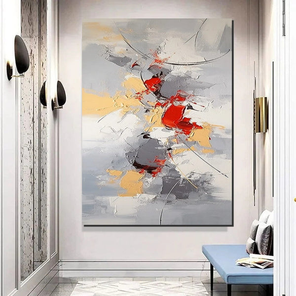 Large Canvas Painting for Office, Simple Modern Acrylic Paintings, Dining Room Canvas Painting, Contemporary Modern Artwork-Grace Painting Crafts
