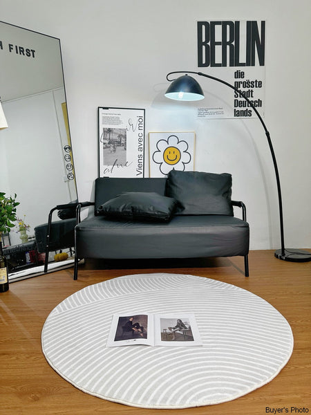 Contemporary Round Rugs Next to Bed, Abstract Modern Rugs for Living Room, Geometric Carpets for Sale, Circular Rugs under Dining Room Table-Grace Painting Crafts