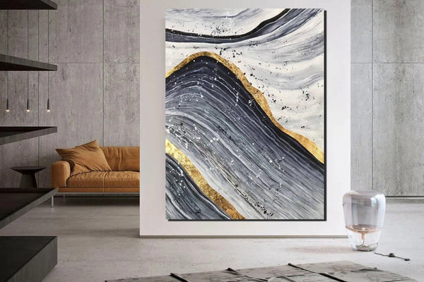 Abstract Canvas Painting, Extra Large Abstract Artwork, Modern Paintings for Dining Room, Hand Painted Wall Painting-Grace Painting Crafts