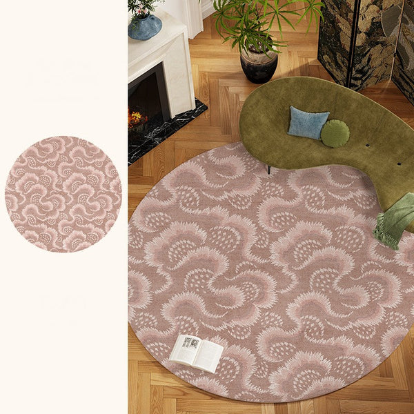 Contemporary Modern Rugs, Mid Century Round Modern Rugs under Chairs, Bedroom Abstract Modern Area Rugs, Geometric Round Rugs for Dining Room-Grace Painting Crafts