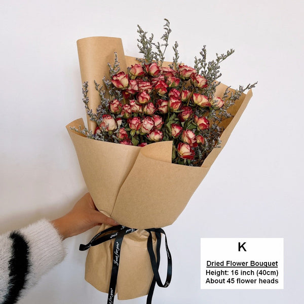 A Bouquet of Dried Rose Flowers, Dried Rose Flower Bouquet, Natural Dried Rose Flower Bunches, A Bunch Dried Rose Flowers, Red Yellow Purple Dried Rose Floral-Grace Painting Crafts