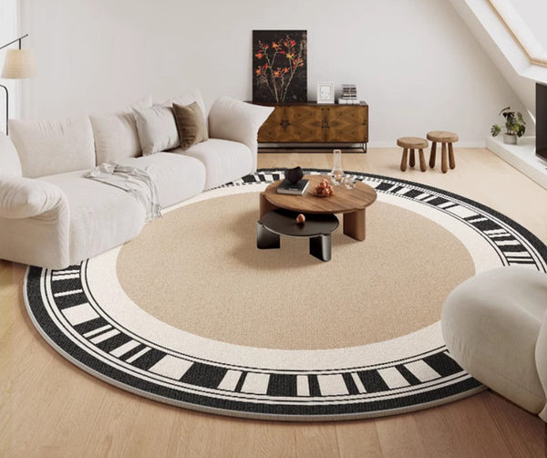 Modern Rug Ideas for Living Room, Contemporary Round Rugs, Bedroom Modern Round Rugs, Circular Modern Rugs under Dining Room Table-Grace Painting Crafts