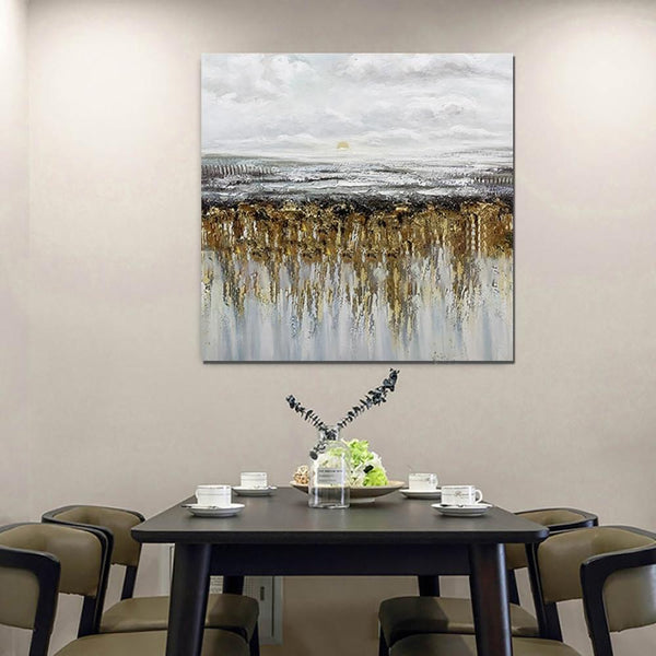 Heavy Texture Painting, Extra Large Paintings for Dining Room, Hand Painted Wall Art Painting, Modern Canvas Paintings for Living Room-Grace Painting Crafts