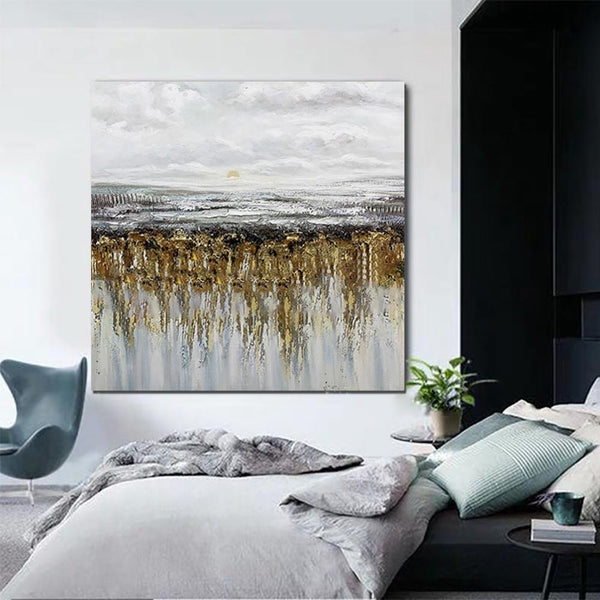 Heavy Texture Painting, Extra Large Paintings for Dining Room, Hand Painted Wall Art Painting, Modern Canvas Paintings for Living Room-Grace Painting Crafts