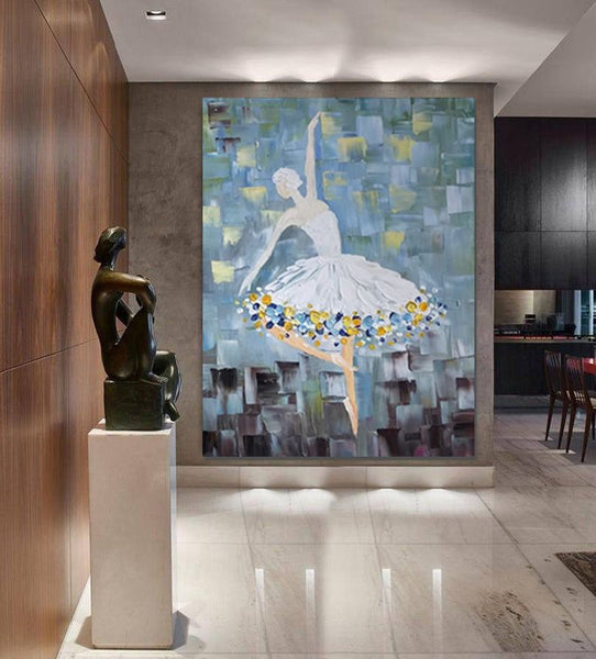Ballet Dancer Painting, Large Painting for Bedroom, Modern Contemporary Artwork, Heavy Texture Acrylic Painting-Grace Painting Crafts