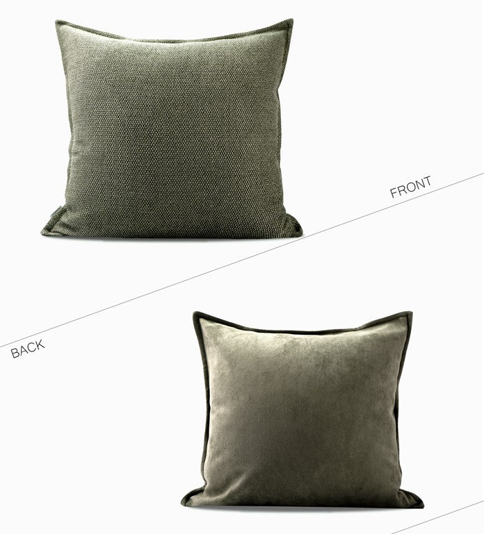 Large Green Square Modern Throw Pillows for Couch, Large Throw