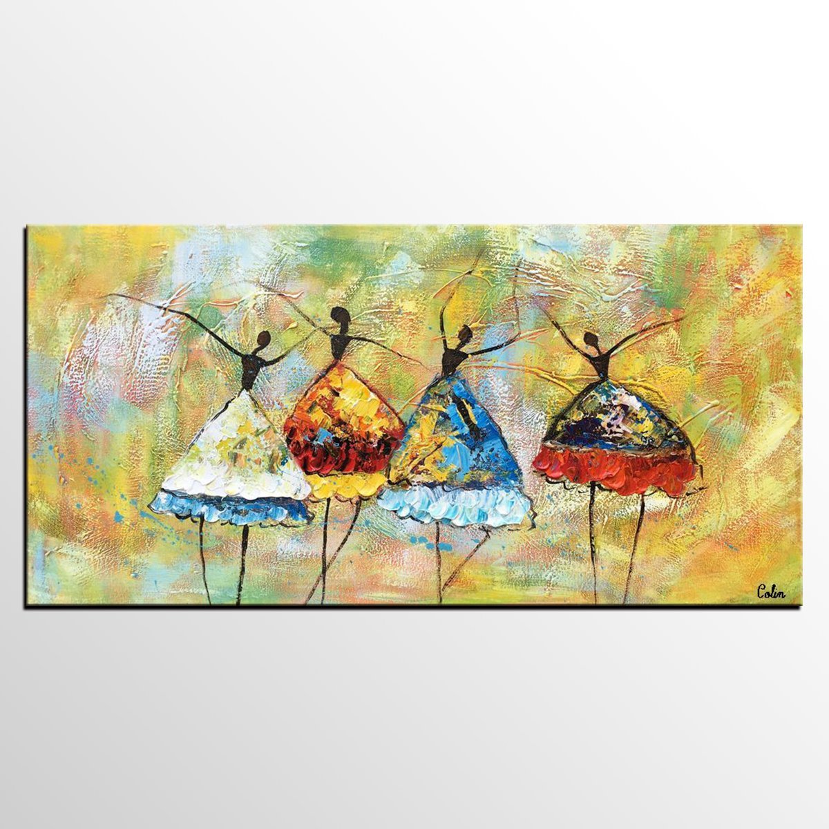 Canvas Painting of a Girl, Acrylic Painting of a Woman on Canvas Board,  Dancing Girl Painting for Living Room Decor 