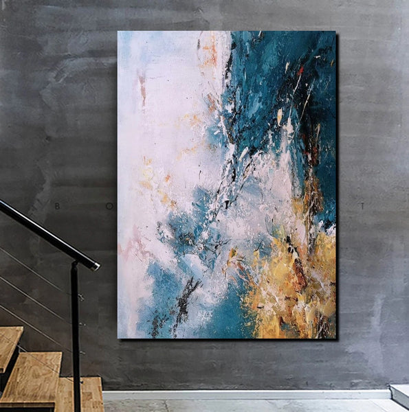 Modern Paintings for Living Room, Simple Modern Art, Blue Abstract Canvas Painting, Contemporary Acrylic Paintings, Large Wall Art Paintings-Grace Painting Crafts