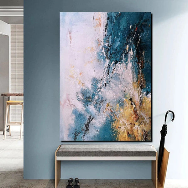 Modern Paintings for Living Room, Simple Modern Art, Blue Abstract Canvas Painting, Contemporary Acrylic Paintings, Large Wall Art Paintings-Grace Painting Crafts