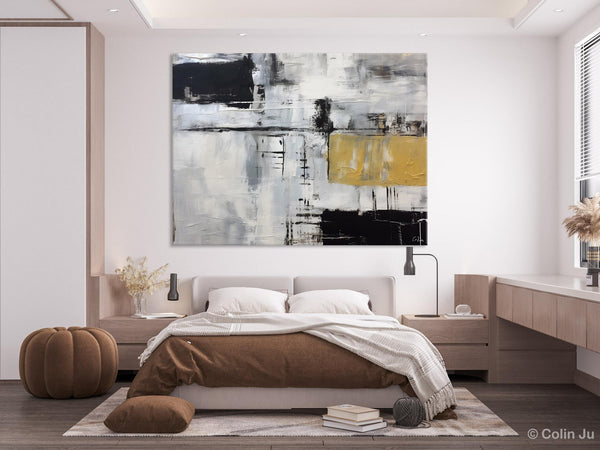 Black Abstract Acrylic Paintings, Large Paintings for Bedroom, Simple Modern Art, Original Canvas Paintings, Contemporary Canvas Paintings-Grace Painting Crafts