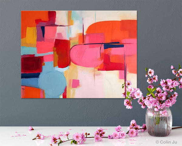 Acrylic Paintings Behind Sofa, Abstract Paintings for Bedroom, Original Hand Painted Canvas Art, Contemporary Canvas Wall Art, Buy Paintings Online-Grace Painting Crafts