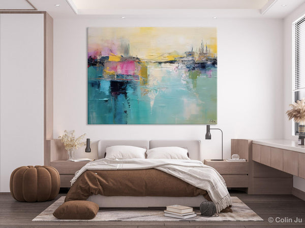 Acrylic Paintings Behind Sofa, Abstract Paintings for Bedroom, Contemporary Canvas Wall Art, Original Hand Painted Canvas Art, Buy Paintings Online-Grace Painting Crafts