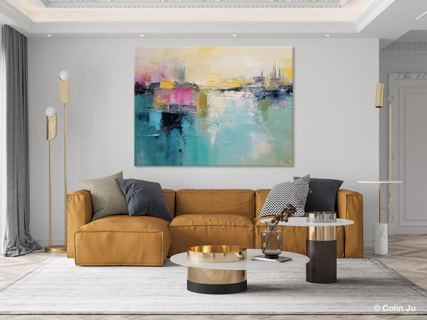 Acrylic Paintings Behind Sofa, Abstract Paintings for Bedroom, Contemporary Canvas Wall Art, Original Hand Painted Canvas Art, Buy Paintings Online-Grace Painting Crafts