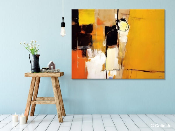 Simple Modern Paintings for Living Room, Original Abstract Paintings, Yellow Abstract Contemporary Art, Acrylic Painting on Canvas, Hand Painted Canvas Art-Grace Painting Crafts