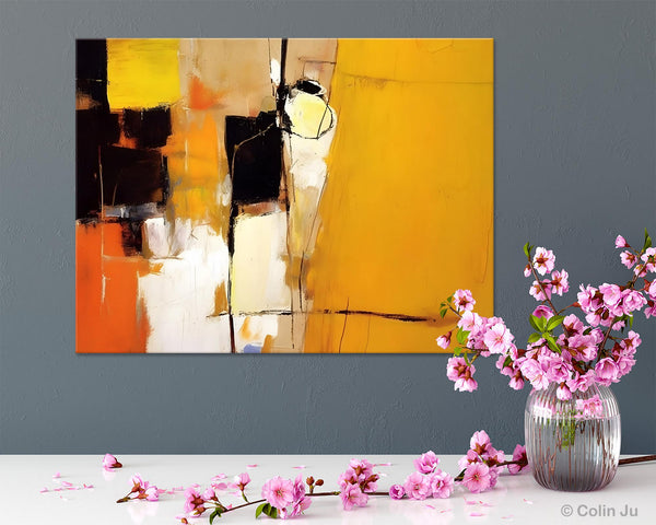 Simple Modern Paintings for Living Room, Original Abstract Paintings, Yellow Abstract Contemporary Art, Acrylic Painting on Canvas, Hand Painted Canvas Art-Grace Painting Crafts