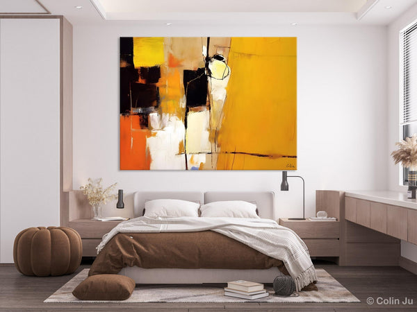 Simple Modern Paintings for Living Room, Original Abstract Paintings, Yellow Abstract Contemporary Art, Acrylic Painting on Canvas, Hand Painted Canvas Art-Grace Painting Crafts