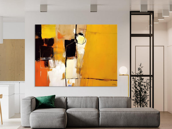 Simple Modern Paintings for Living Room, Original Abstract Paintings, Yellow Abstract Contemporary Art, Acrylic Painting on Canvas, Hand Painted Canvas Art-Grace Painting Crafts