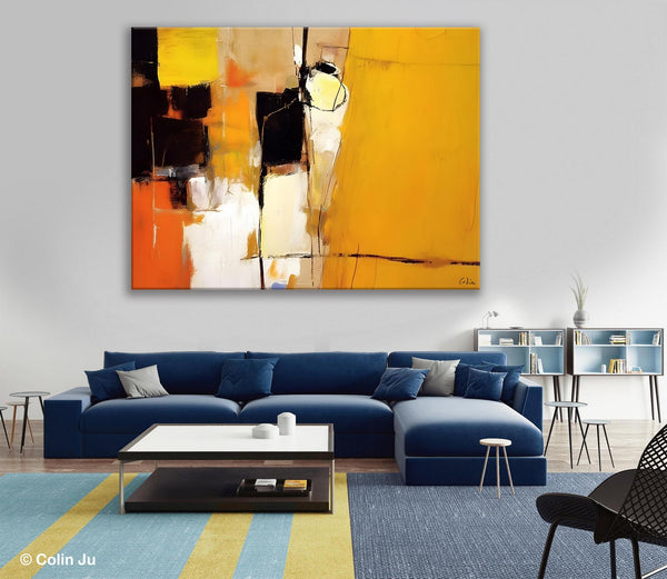 Simple Modern Paintings for Living Room, Original Abstract Paintings, Yellow Abstract Contemporary Art, Acrylic Painting on Canvas, Hand Painted Canvas Art-Grace Painting Crafts