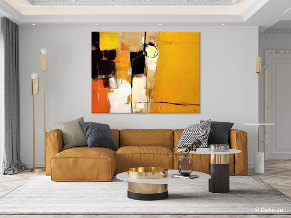 Simple Modern Paintings for Living Room, Original Abstract Paintings, Yellow Abstract Contemporary Art, Acrylic Painting on Canvas, Hand Painted Canvas Art-Grace Painting Crafts