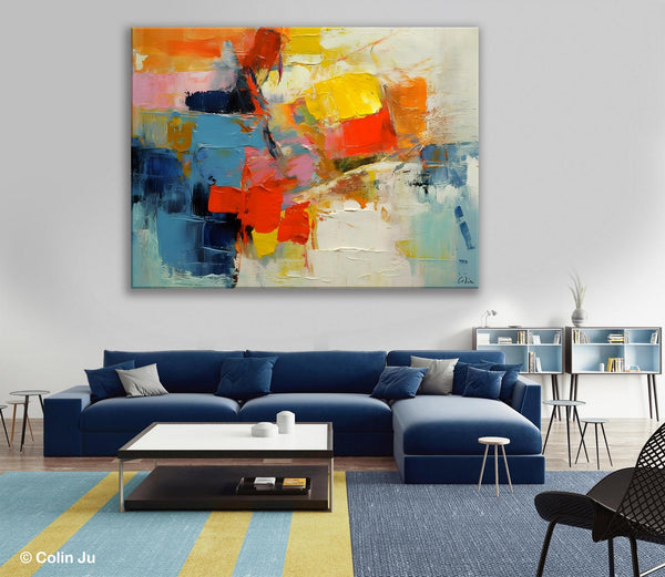 Abstract Acrylic Paintings for Living Room, Original Modern Contemporary Artwork, Buy Paintings Online, Oversized Canvas Artwork-Grace Painting Crafts