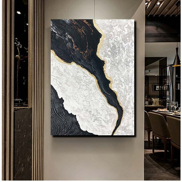 Black Modern Painting, Living Room Wall Art Ideas, Acrylic Canvas Paintings, Simple Wall Art Ideas, Contemporary Painting-Grace Painting Crafts