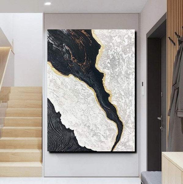 Black Modern Painting, Living Room Wall Art Ideas, Acrylic Canvas Paintings, Simple Wall Art Ideas, Contemporary Painting-Grace Painting Crafts