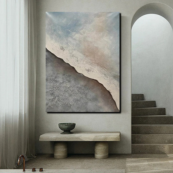 Bedroom Wall Art Ideas, Abstract Seashore Painting, Acrylic Canvas Paintings for Living Room, Simple Wall Art Ideas, Contemporary Paintings-Grace Painting Crafts