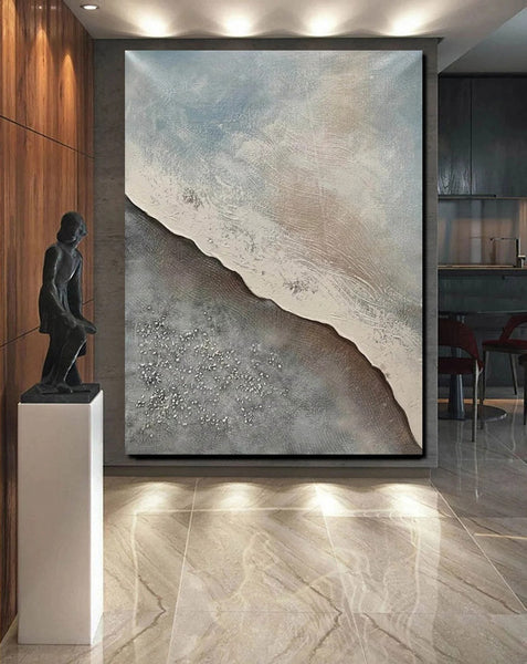 Bedroom Wall Art Ideas, Abstract Seashore Painting, Acrylic Canvas Paintings for Living Room, Simple Wall Art Ideas, Contemporary Paintings-Grace Painting Crafts