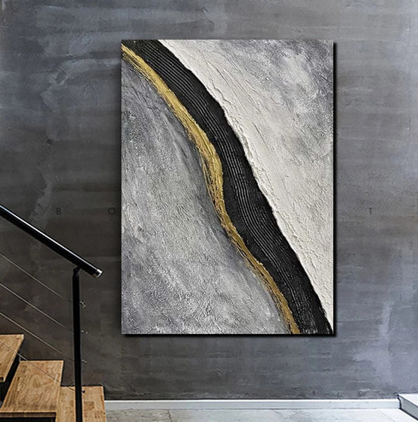 Bedroom Wall Art Ideas, Black Abstract Painting, Acrylic Canvas Paintings for Living Room, Simple Wall Art Ideas, Buy Paintings Online-Grace Painting Crafts