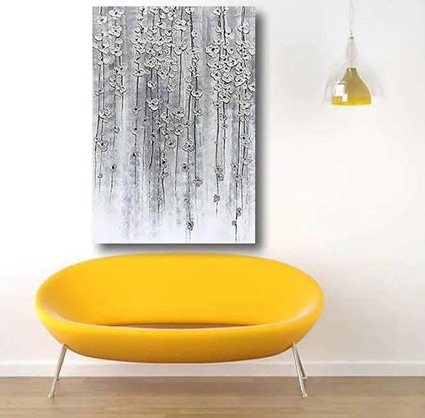 Abstract Flower Painting, Flower Acrylic Painting, Canvas Painting Flower, Paintings for Bedroom, Simple Modern Acrylic Paintings-Grace Painting Crafts