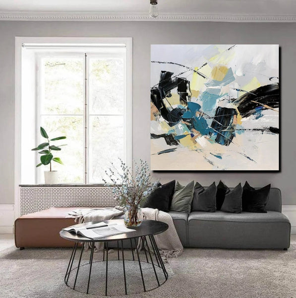 Bedroom Abstract Paintings, Simple Modern Paintings, Abstract Contemporary Art, Large Painting for Sale, Hand Painted Canvas Art-Grace Painting Crafts