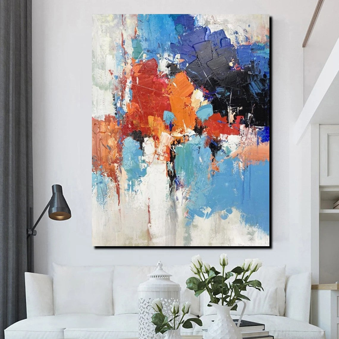 Modern Canvas Painting, Living Room Wall Art Ideas, Buy Abstract Art  Online, Heavy Texture Art, Large Acrylic Painting on Canvas