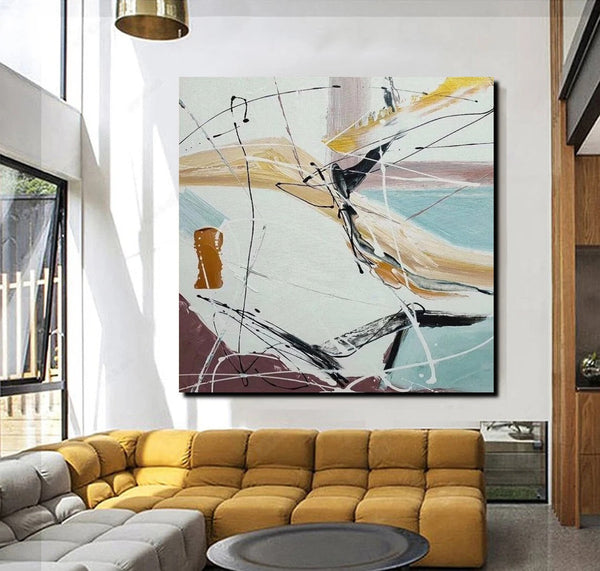 Simple Acrylic Paintings, Bedroom Modern Wall Art, Modern Contemporary Art, Large Painting Behind Sofa, Acrylic Canvas Painting-Grace Painting Crafts