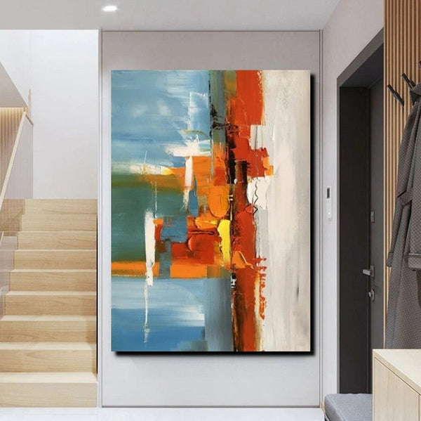 Abstract Paintings Behind Sofa, Heavy Texture Paintings for Living Room, Contemporary Modern Art, Buy Large Paintings Online-Grace Painting Crafts