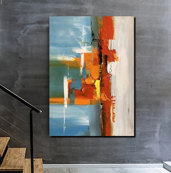 Abstract Paintings Behind Sofa, Heavy Texture Paintings for Living Room, Contemporary Modern Art, Buy Large Paintings Online-Grace Painting Crafts