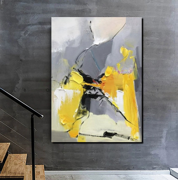 Abstract Paintings Behind Sofa, Acrylic Paintings for Bedroom, Palette Knife Canvas Art, Contemporary Canvas Wall Art, Buy Paintings Online-Grace Painting Crafts